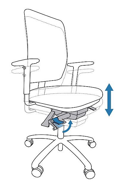 Bürostuhl Anpassung- Verstellung der Sitzhöhe