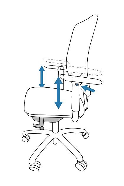 Bürostuhl Anpassung - Höhenverstellung der Armlehnen